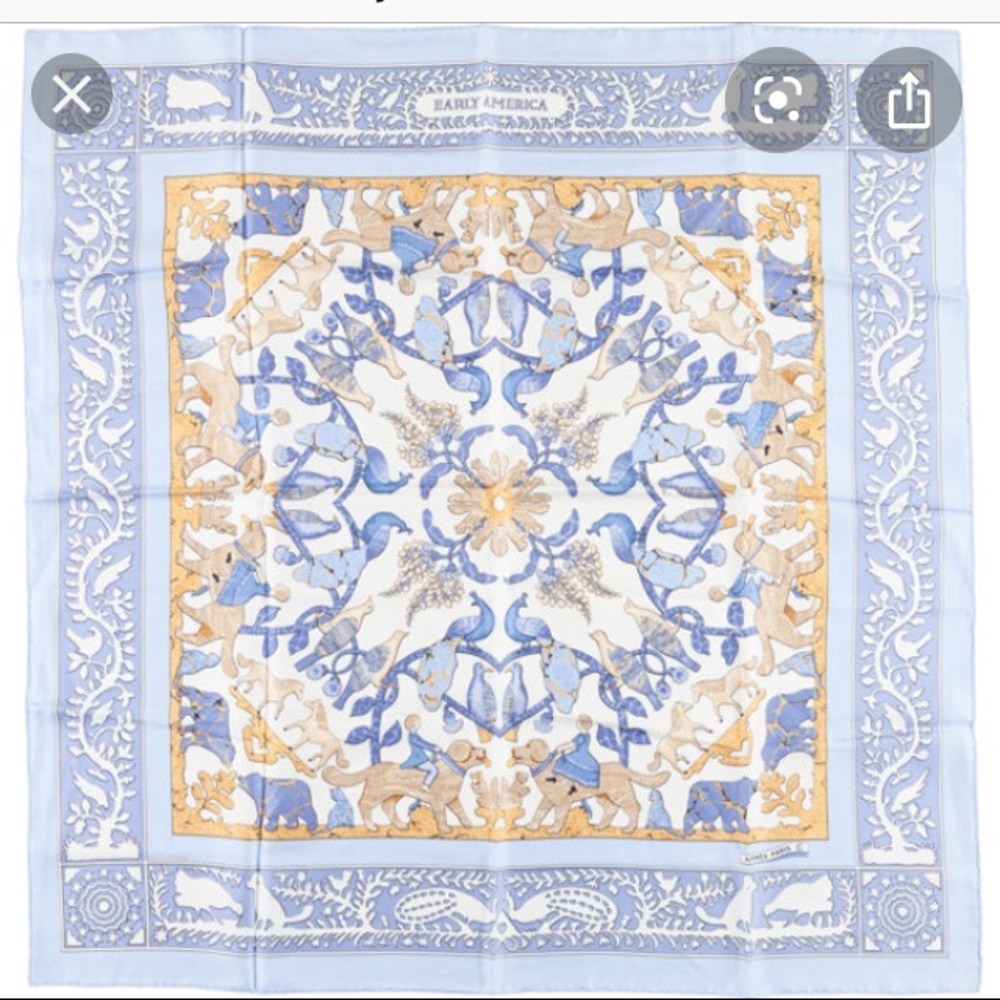 Hermes Silk Scarf- Premiers Americans - Picture 2 of 15